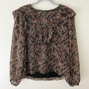 Rebecca Minkoff Kerra Floral Ruffle Long Sheer Sleeve Blouse S